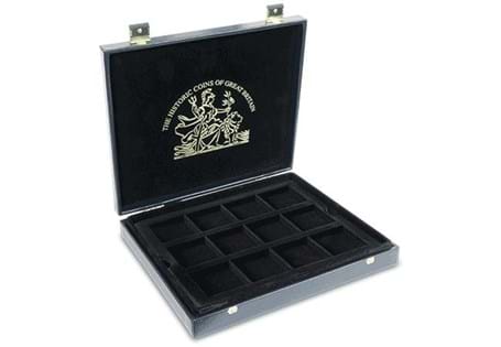 This presentation box features 2 x 12 coin trays for you to store your personal collection. Hole dimensions: 40mm x 40mm. Box Dimensions: 225mm x 265mm