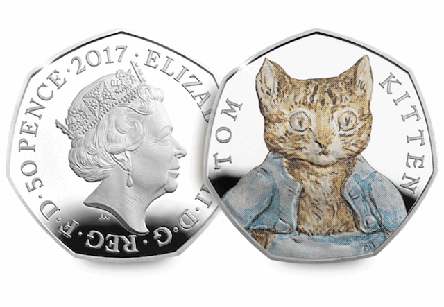 Beatrix Potter 2017 50p Silver Proof Coins Tom Kitten Obverse Reverse
