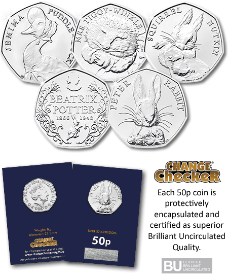 Change Checker Beatrix Potter 2016 50p BU Coins