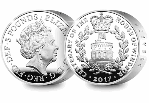 UK 2017 House of Windsor Silver Piedfort Coin Obverse/Reverse
