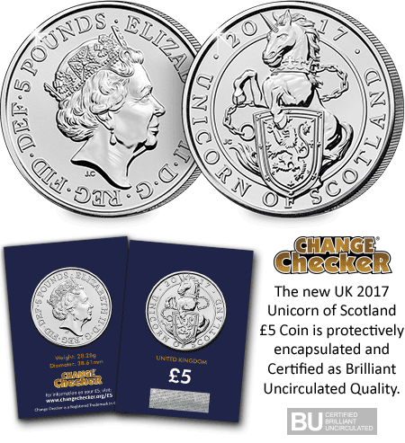 Unicorn of Scotland BU 5 Pound Coin