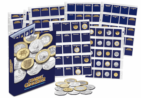 The Change Checker Collector's Album with a selection of additional Change Checker accessories: 352L (4 x spare pages with ID cards) and 590X (Pre-97 50p and £2 Collection Pages).