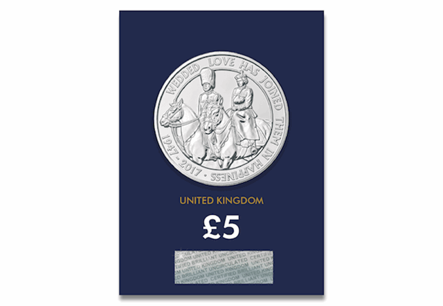 The Platinum Wedding UK Certified BU £5 Coin Reverse