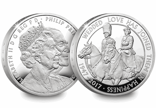 The Platinum Wedding UK £5 Silver Proof Coin Obverse/Reverse