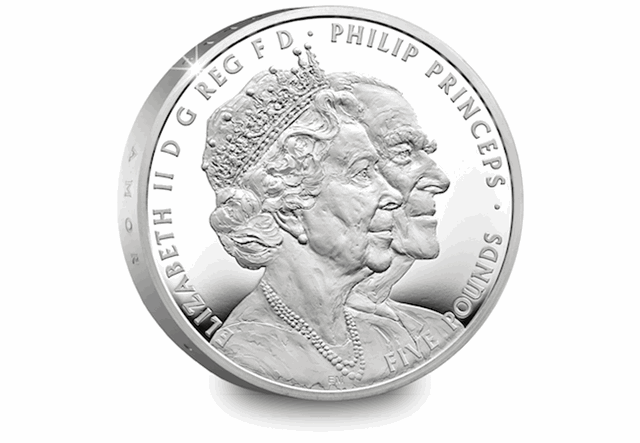 The Platinum Wedding UK £5 Silver Proof Reverse