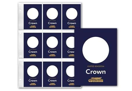 1x Change Checker PVC Page and 9 x Protective Collecting cards for UK Crown coins. The perfect way to present/protect your coins for a lifetime. The Collection Page will fit in a Change Checker Album.