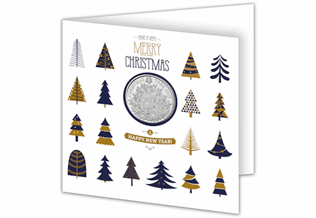 The Christmas Tree 2017 £5 Coin features an engraving of a traditional Christmas tree and is presented in a beautiful Change Checker Christmas Card with envelope.  