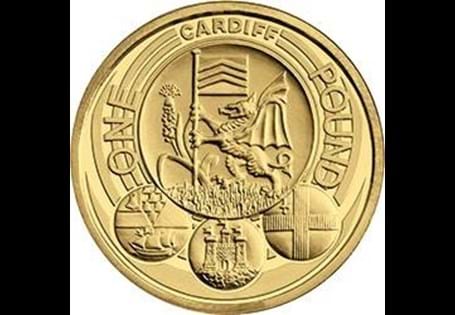 Issued in 2011 as part of the Cities £1 series. Reverse design features Cardiff's Coat of Arms. Uncirculated quality.