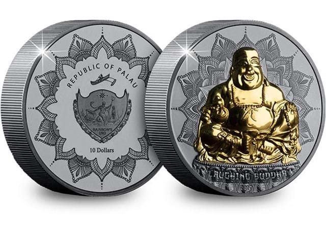 Laughing Buddha Silver 2oz Coin Obverse Reverse