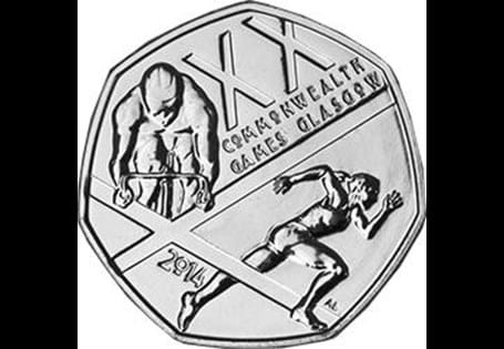 To celebrate Glasgow holding the 2014 Commonwealth Games, the Royal Mint issued an official XX Commonwealth Games 50p coin.