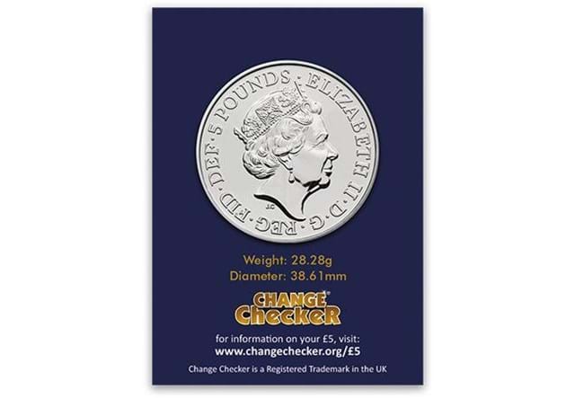Change-Checker-UK-2018-Queens-Beasts-Dragon-of-Wales-BU-Five-Pound-Coin-Obverse-in-Pack