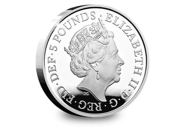 UK 2018 Four Generations Of Royalty Silver Proof Five Pound Coin Obverse