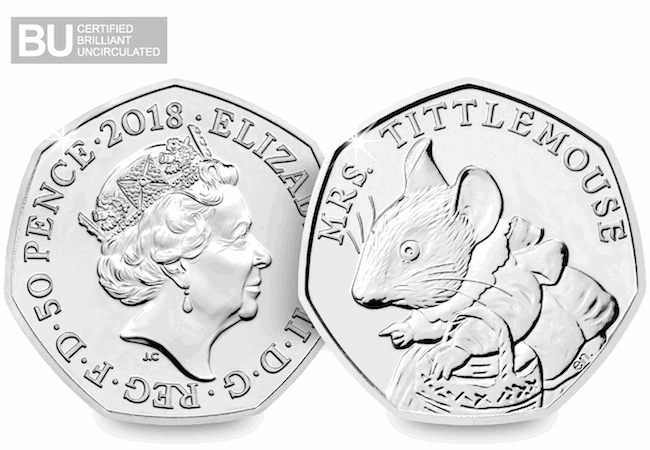 Download Order the 2018 UK Mrs. Tittlemouse CERTIFIED BU 50p