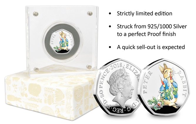 New 2018 X4 Coins Deluxe Black Box Silver Proof Beatrix Potter Set Peter Rabbit 