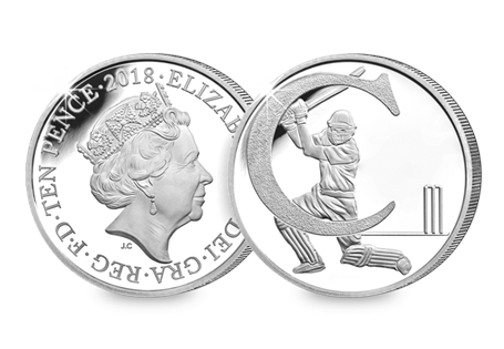 This Silver 10p has been struck by The Royal Mint to celebrate Great Britain. It features the letter 'C' and represents Cricket. This 10p comes presented in an acrylic block.