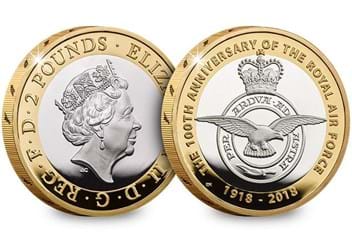 UK 2018 RAF 100Th Badge Silver Proof Two Pound Coin Obverse Reverse