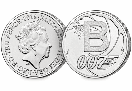 This 10p coin has been issued by The Royal Mint to celebrate Great Britain. It features the letter 'B; and represents Bond 007. This 10p has been Certified as an Early Strike UK uncirculated coin.