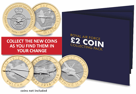 The Change Checker 2018 RAF £2 Coin Collecting Pack has space for all five of the RAF £2 coins that will be released in 2018. 

