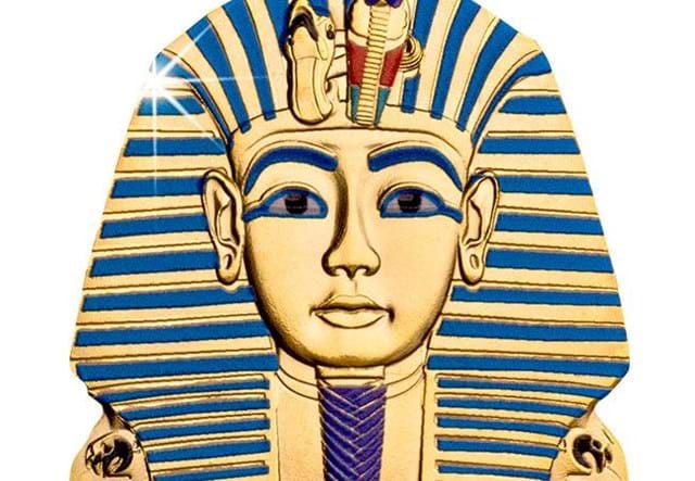 2018 Ancient Egypt Tutankhamun Gold Plated Coin Reverse Close Up
