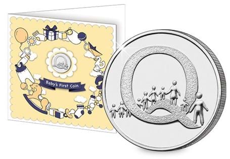 This 10p coin has been issued by The Royal Mint to celebrate Great Britain. It features the letter 'A' and represents the Angel of the North. Presented in a 'Baby's First Coin' card with envelope.