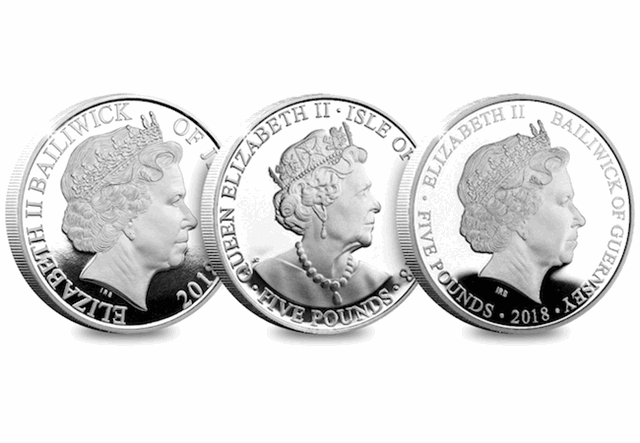 Coronation 65Th British Isles Silver 3 Coin Set All 3 Obverses