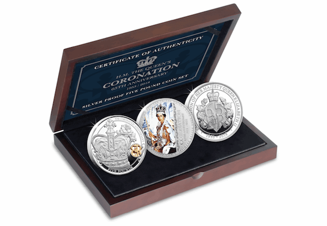 Coronation 65Th British Isles Silver 3 Coin Set Box