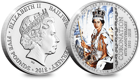 Coronation 65Th Guernsey Cuni 5 Pound Coin 1