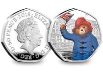 This UK 2018 Silver Proof Paddington Bear at Buckingham Palace coin has been issued to celebrate the 60th anniversary of Paddington Bear. The reverse design features Paddington wearing his outfit. 