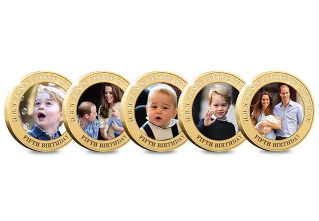 Prince George Fifth Birthday Guernsey Gold Plated Five Coin Set reverse