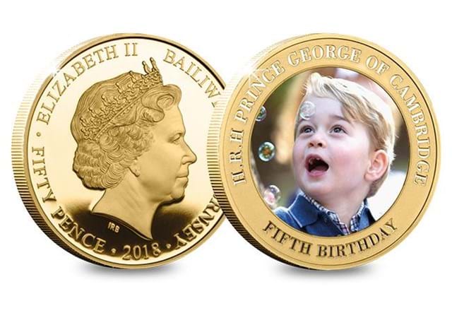 Prince George Fifth Birthday Guernsey Gold Plated Five Coin Set both sides (1)