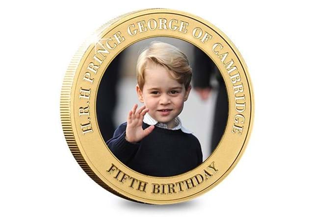 Prince George Fifth Birthday Gold Plated Photographic Coin Reverse