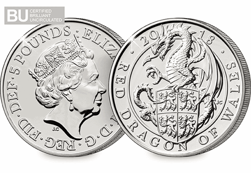 Change Checker 5 Pound Coin Image Red Dragon Of Wales W Logo 1
