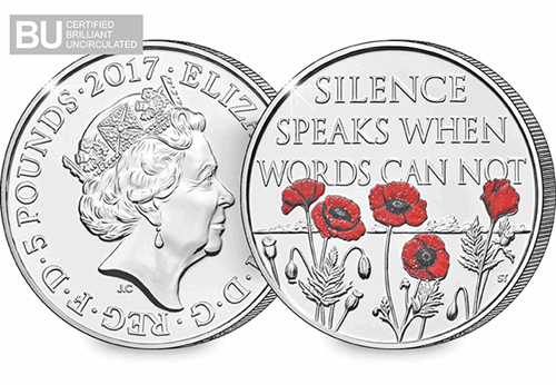 Change Checker 5 Pound Coin Image Remembrance Day W Logo 1