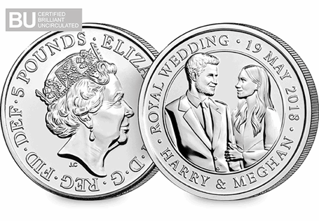 This £5 coin was issued by The Royal Mint in 2018 to celebrate the wedding of HRH Prince Harry to Ms Meghan Markle. It is protectively encapsulated and in superior Brilliant Uncirculated condition.