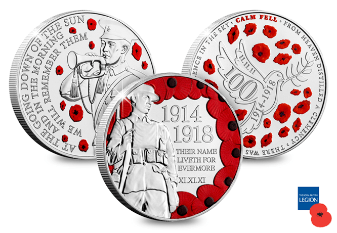 Wwi Armistice 100Th 3 Coin Set Reverses Cuni