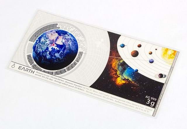 The Planet Earth Fine Silver 'Flat-bar' front from the side
