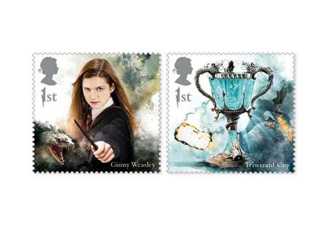 2018 Harry Potter Stamp Collection A4 Framed Product Ginny And Triwizard Cup