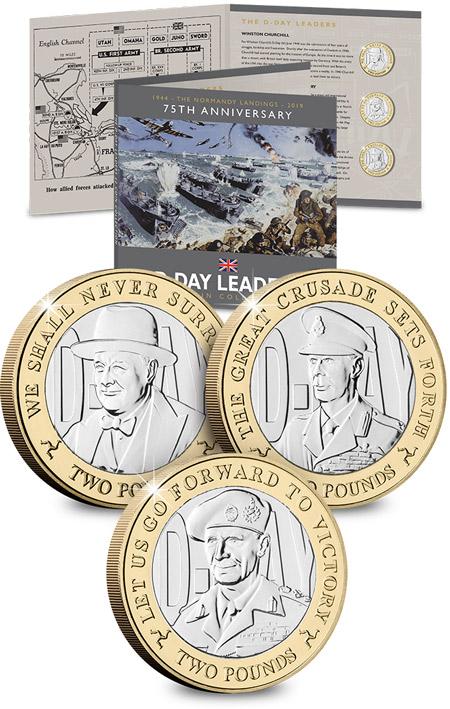 D Day 75Th Leaders Iom Cuni Bu Two Pound Coin Set Landing Page Image Desktop