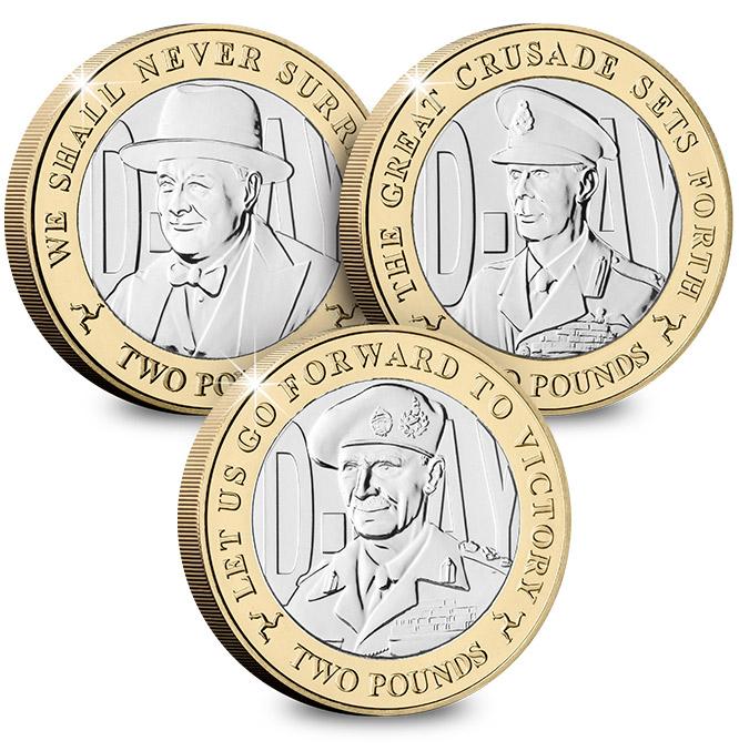 D Day 75Th Leaders Iom Cuni Bu Two Pound Coin Set Landing Page Image Mobile1