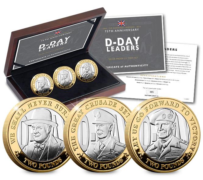 D Day 75Th Leaders Iom Silver Proof Two Pound Coin Set Landing Page Image Mobile2