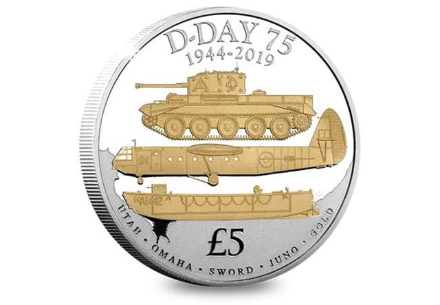 D Day 75Th Cuni Proof Five Pound Coin Reverse