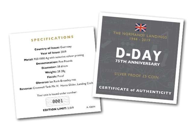 D Day 75Th Silver Proof Five Pound Coin Cert