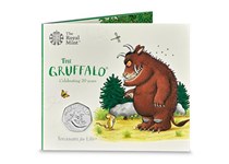 The Gruffalo 50p issued by the Royal Mint to mark the 20th anniversary of it's release. The reverse features The Gruffalo, by Magic Light Pictures. Official Royal Mint packaging to a BU finish.