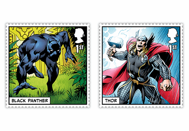 MARVEL Comics Stamps - Framed Edition Black Panther and Thor stamps