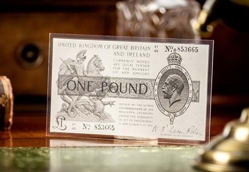 Warren Fisher One Pound Silver Banknote Front Lifestyle3