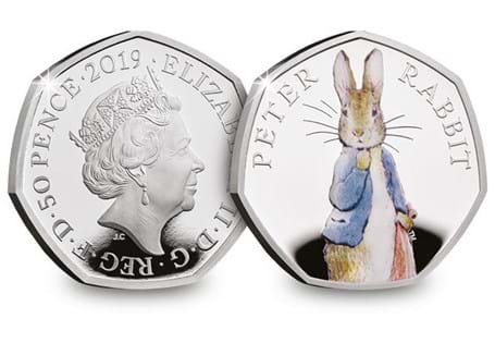 Silver Proof 50p struck from .925 Sterling Silver to a proof finish. Features original illustration of Peter Rabbit by Beatrix Potter. Comes presented in official Royal Mint presentation box.