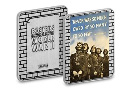 To commemorate the outbreak of WWII 80 years ago, an iconic propaganda poster with the words "Never was so much owed by so many", has been recreated on a silver-plated ingot.