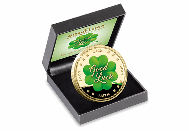 Good Luck Gold-Plated Medal in display box