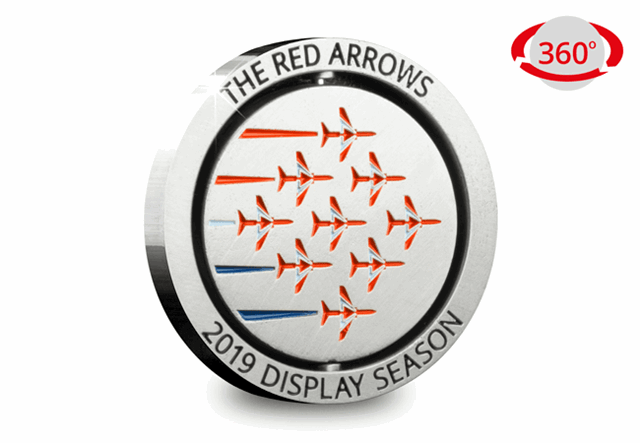 Red Arrows spinning medal Diamond Nine Formation side