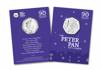 Peter Pan BU 50p Coin in Collector Card